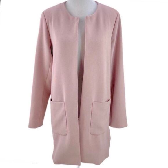 Nordstrom NWT Harlowe & Graham Blush Pink Overcoat Open Jacket – Small - Picture 2 of 5